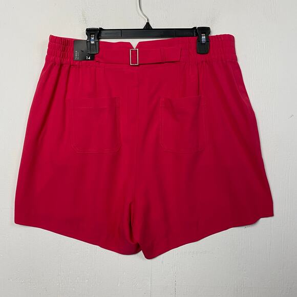 Torrid Pink Peacock Pull On Wide Leg Studio Crepe Short Size 14 - Picture 6 of 10